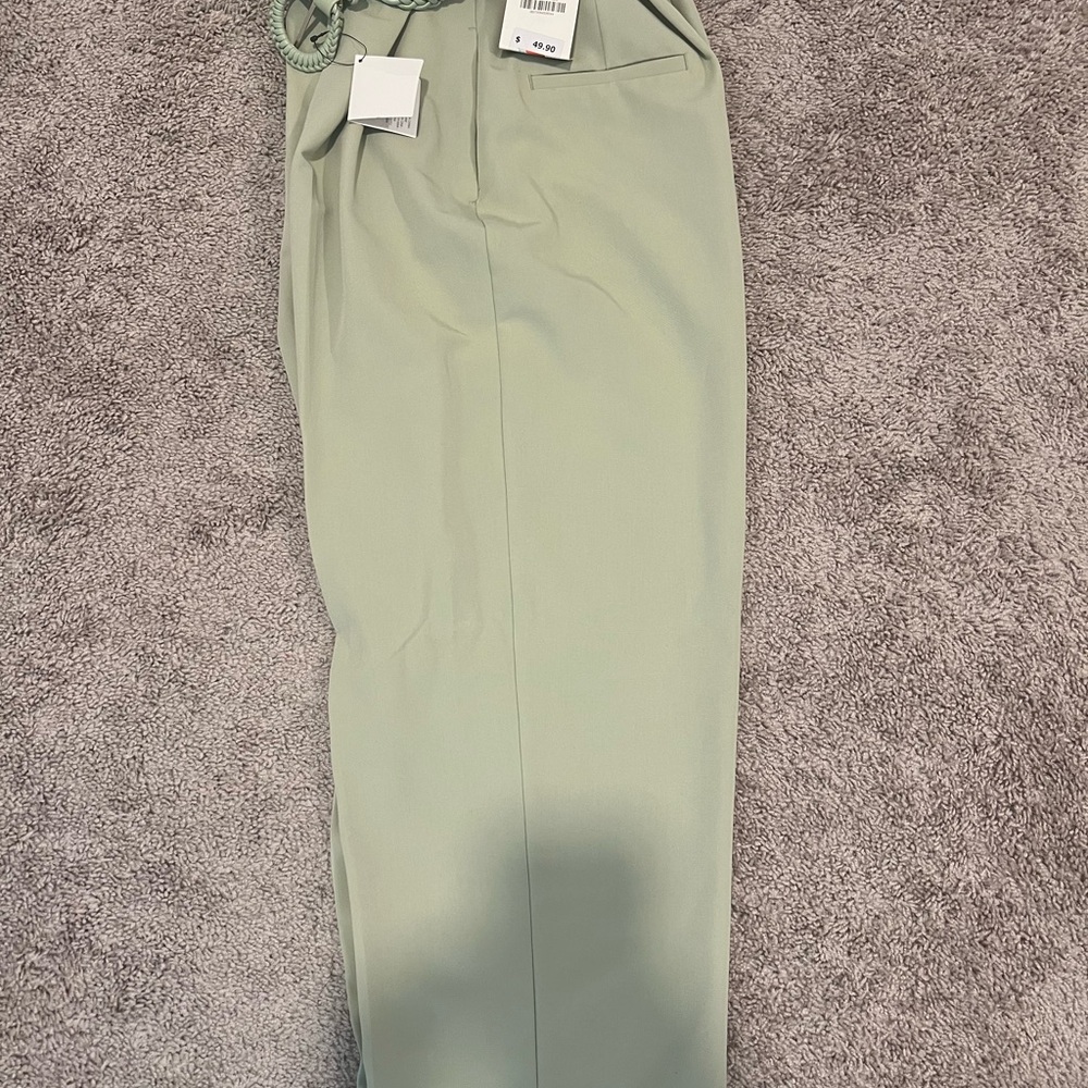 Women’s Green Slack Pants with Belt